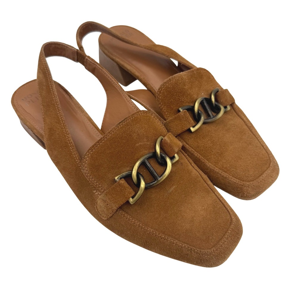 DONALD PLINER Slingback Chain Loafer Pump brown minimalist luxury fall academia